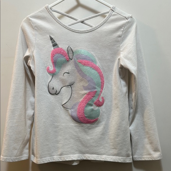 Unicorn Long Sleeve Kids Shirt - White and Pink - Picture 1 of 5